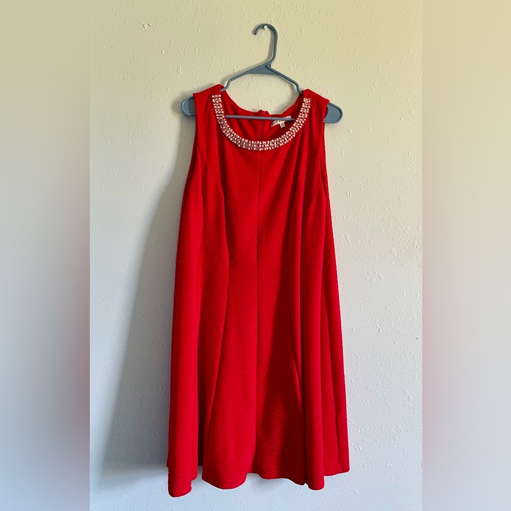 Red dress with beaded collar